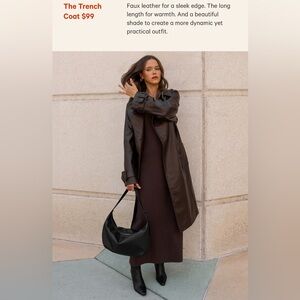 Joe Fresh Brown Faux Leather Trench Coat Medium